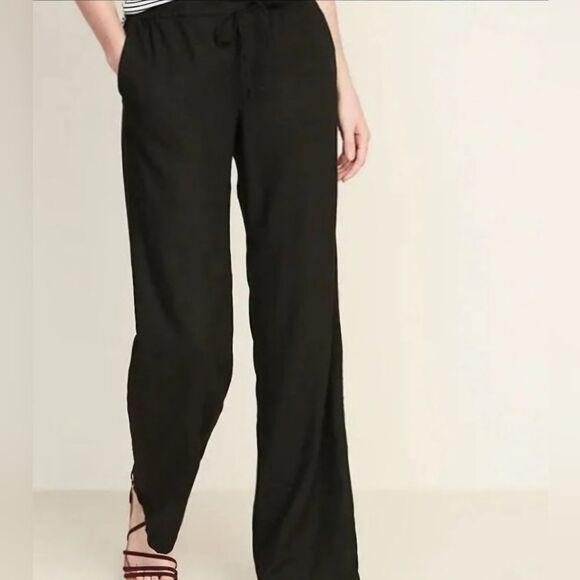 ☔️🔺️NWT Merona Black Linen Wide Leg Pants XSmall - Picture 4 of 11